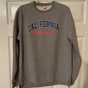 California Waves Gray Crewneck with Blue and Red Accents